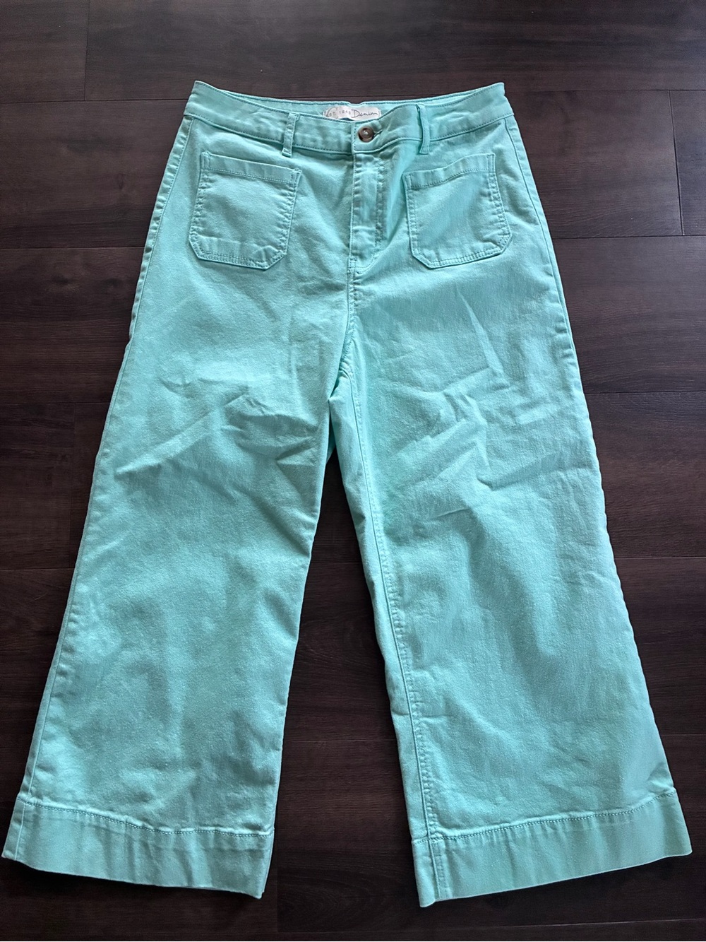 Wide-Leg Ankle Crop Pants in Mint Green